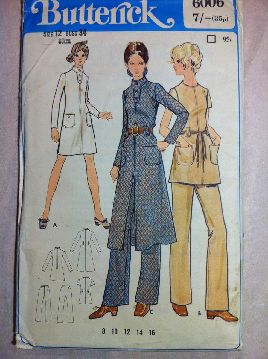 Butterick 6006 Dress & Pants. Size 12. Complete Uncut F/F