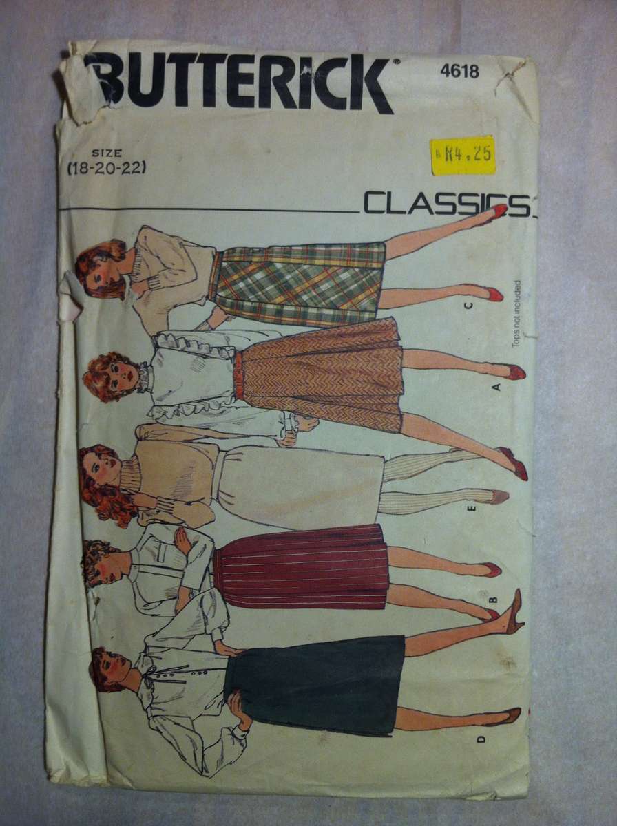 Butterick 4618 Skirts. Size 18,20,22. Complete. Uncut F/F