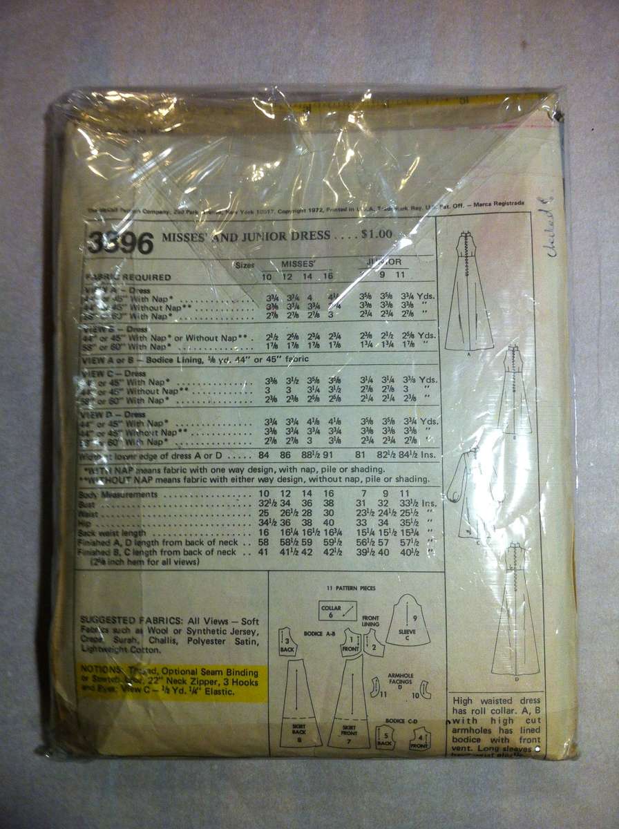 McCalls 3396 Young Look Dress. Size 10. Complete