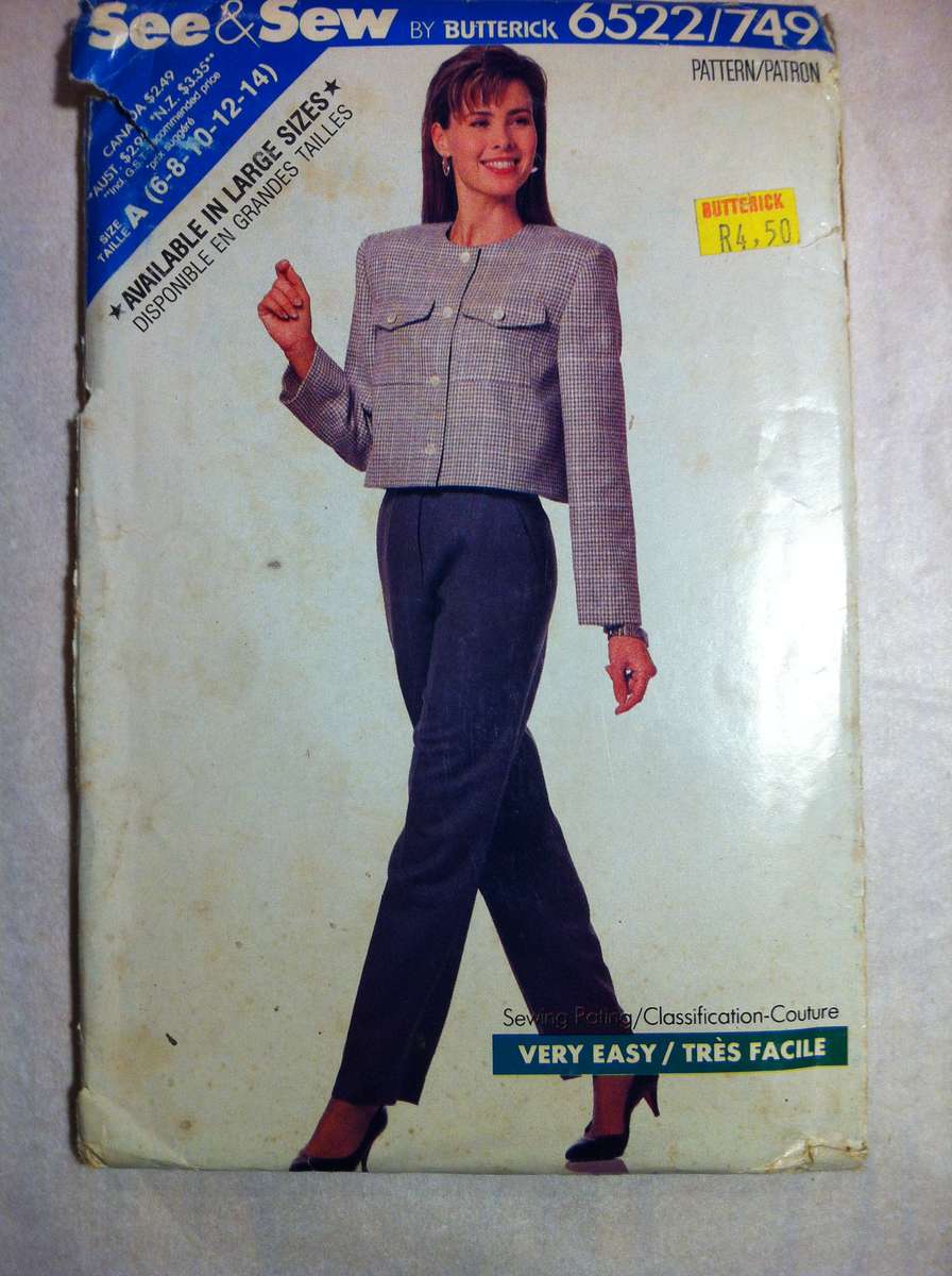 See & Sew 6522 Jacket & Pants. Size 6-12. Complete Uncut F/F
