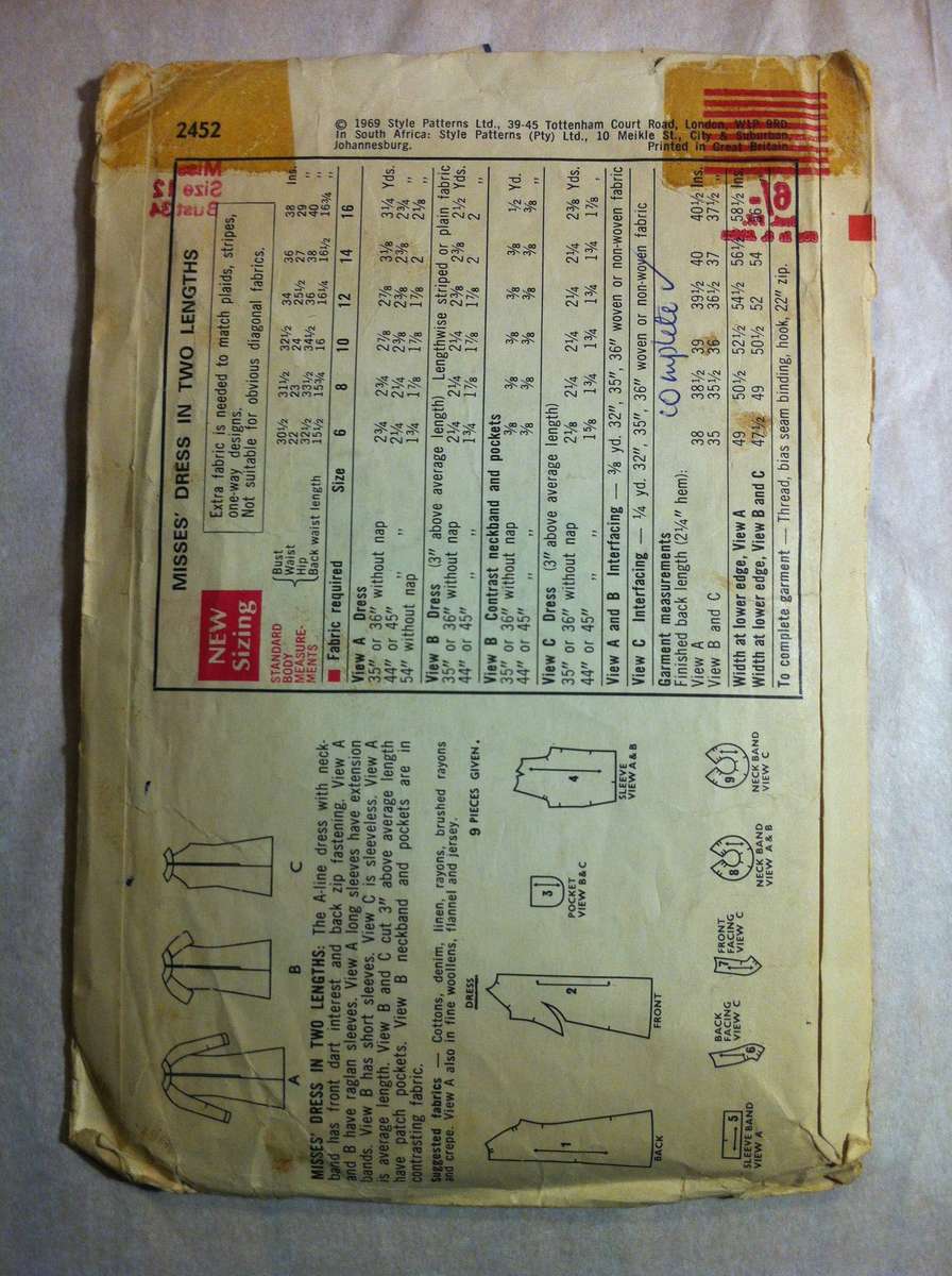 Style 2452 A Line Dress. Size 12. Complete