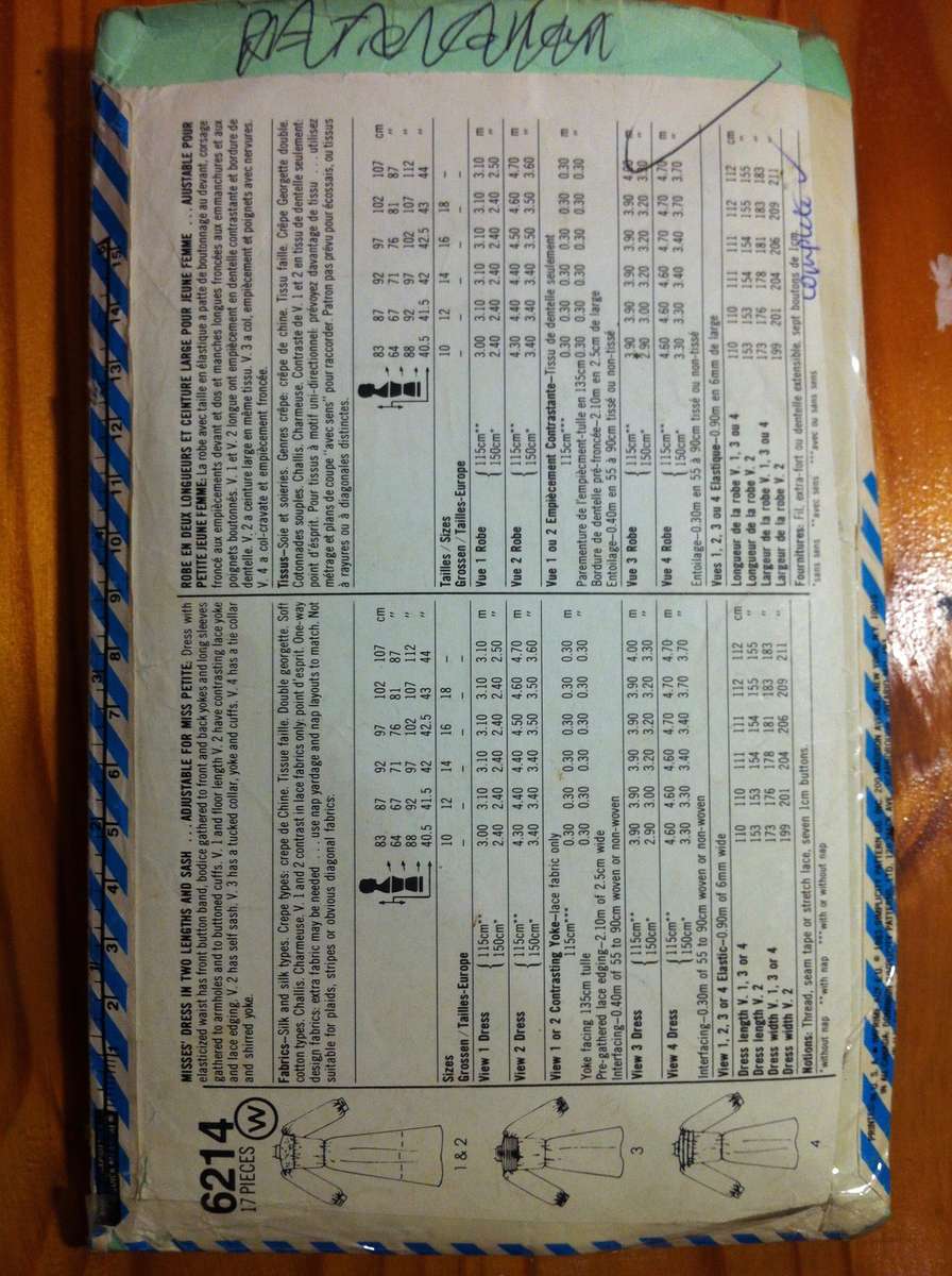 Simplicity 6214 Dress with Sash. Size 14. Complete