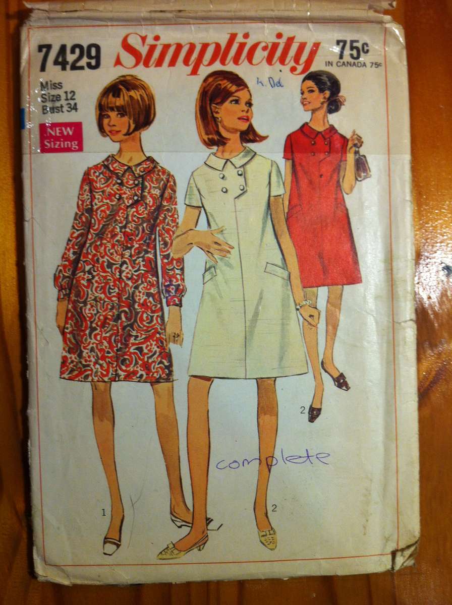 Simplicity 7429 Tent Dress. Size 12. Complete