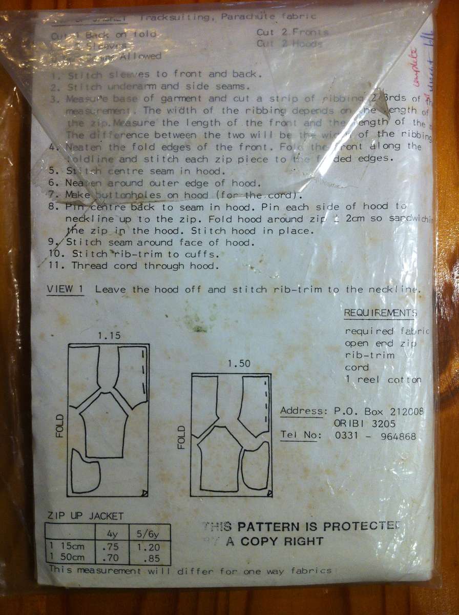 Sew Simple Kiddies Hoodie. Size 5-6 Years. Complete. Uncut F/F