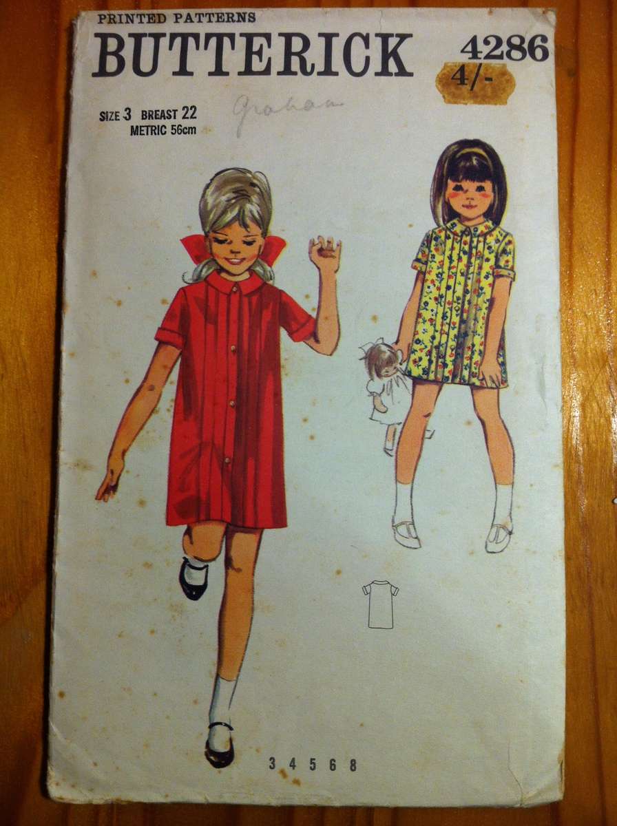 Butterick 4286 One Piece Dress. Size 3 / Chest 56 cm. Complete