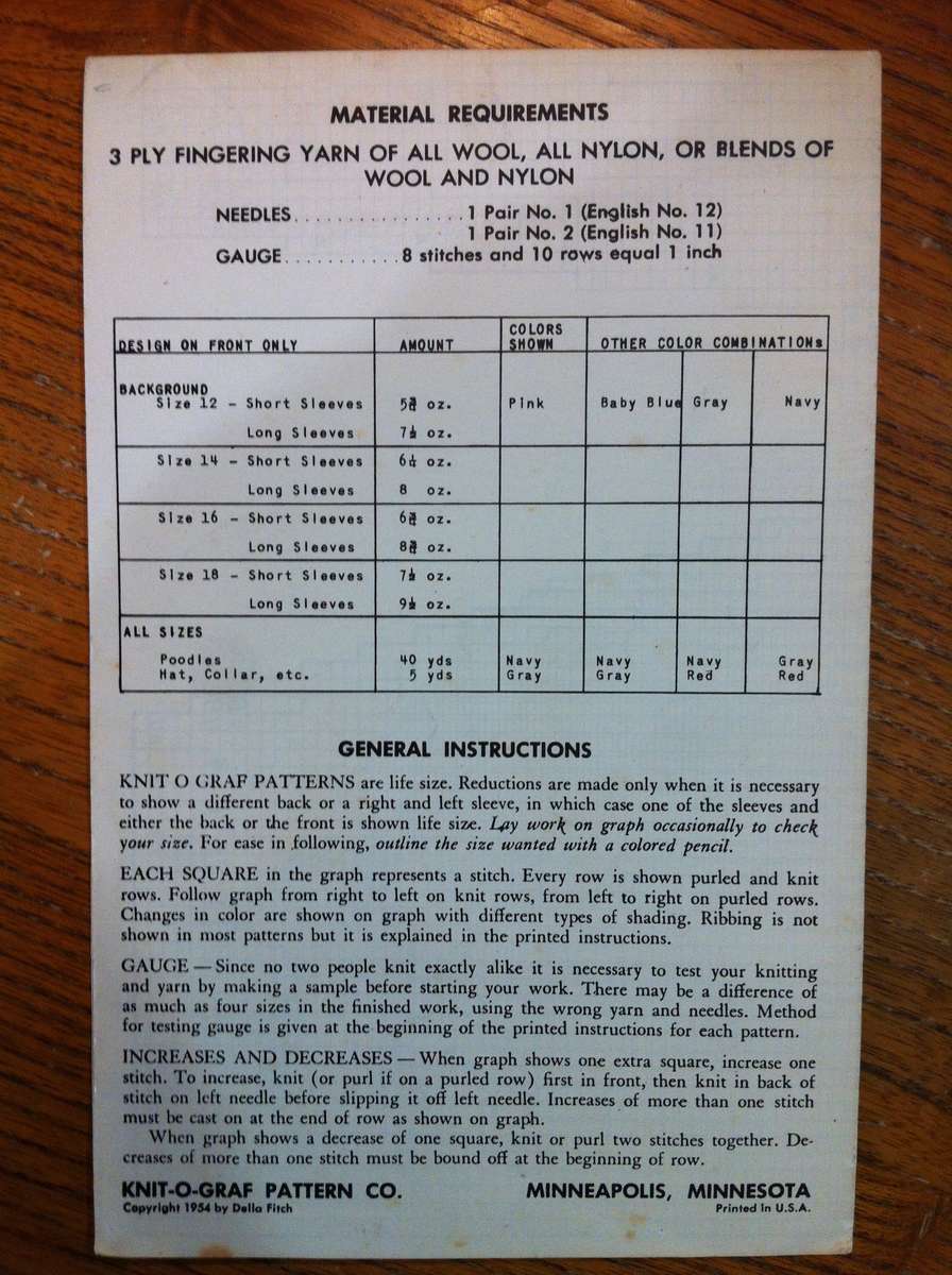 Knit O Graph Poodle Cardigan or Slipover. Teen Sizes 12-18.