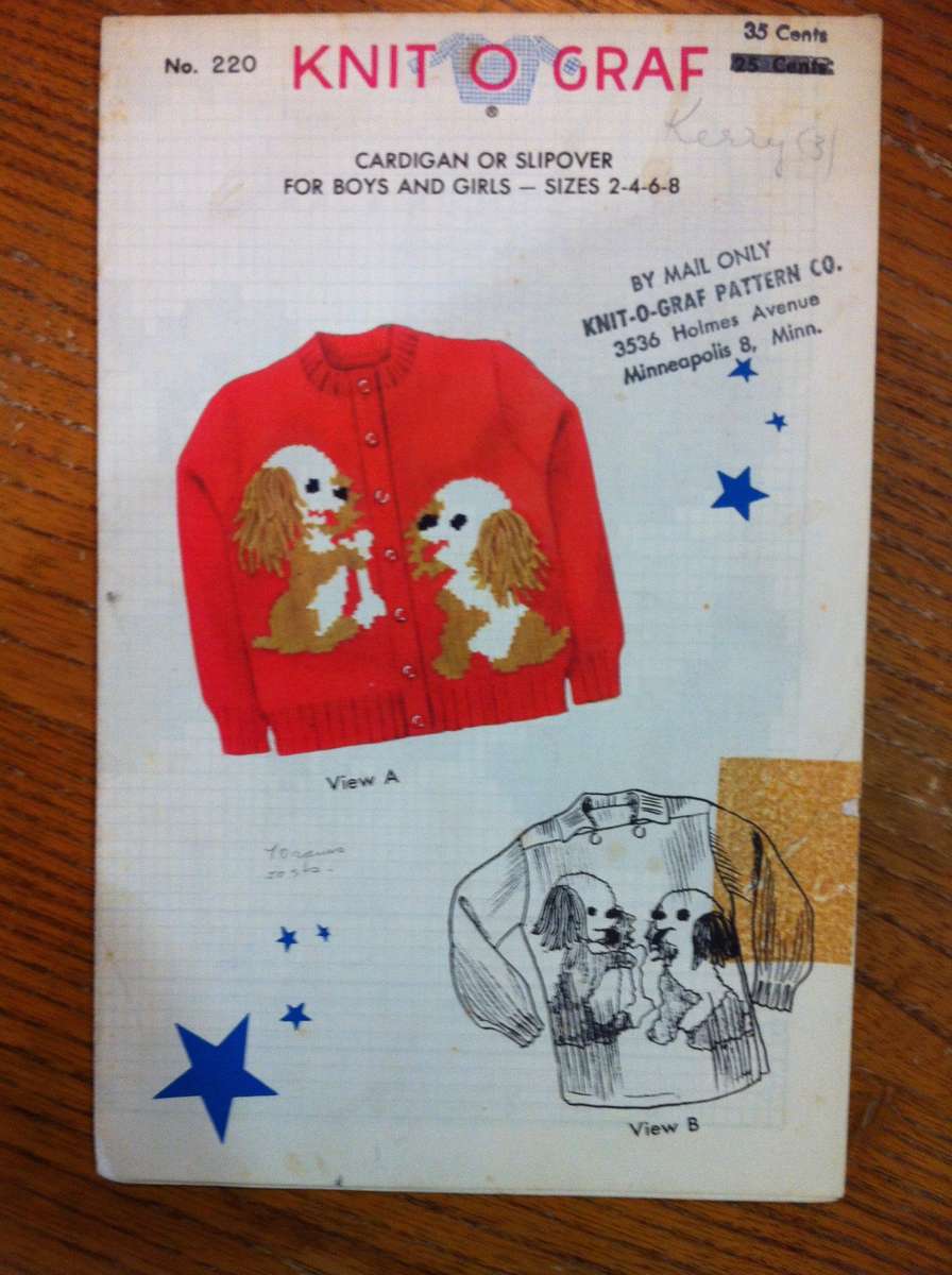 Knit O Graph Cardigan or Slipover. Boys and Girls. Sizes 2,4,6,8.