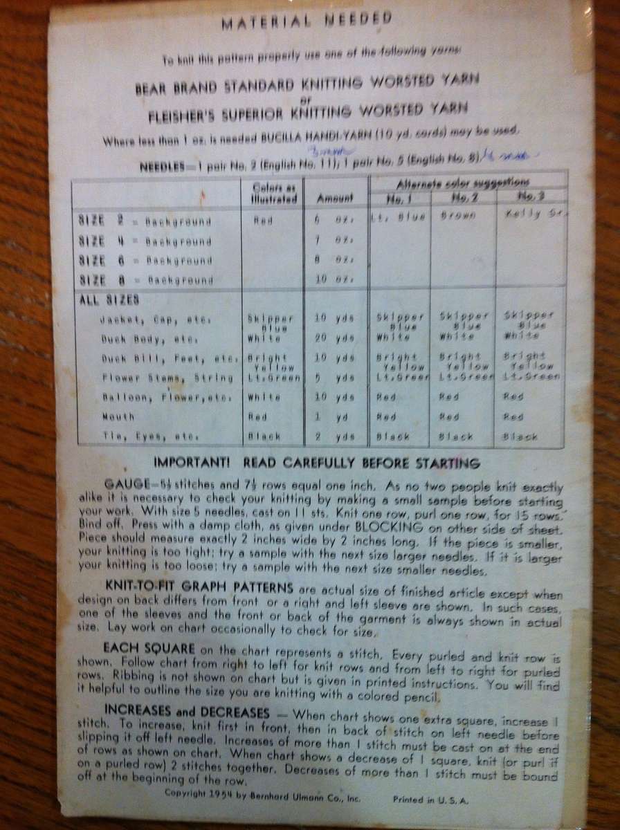 Knit to Fit 417 Donald Duck Raglan Cardigan & Pullover. Boys & Girls Sizes 2-8.