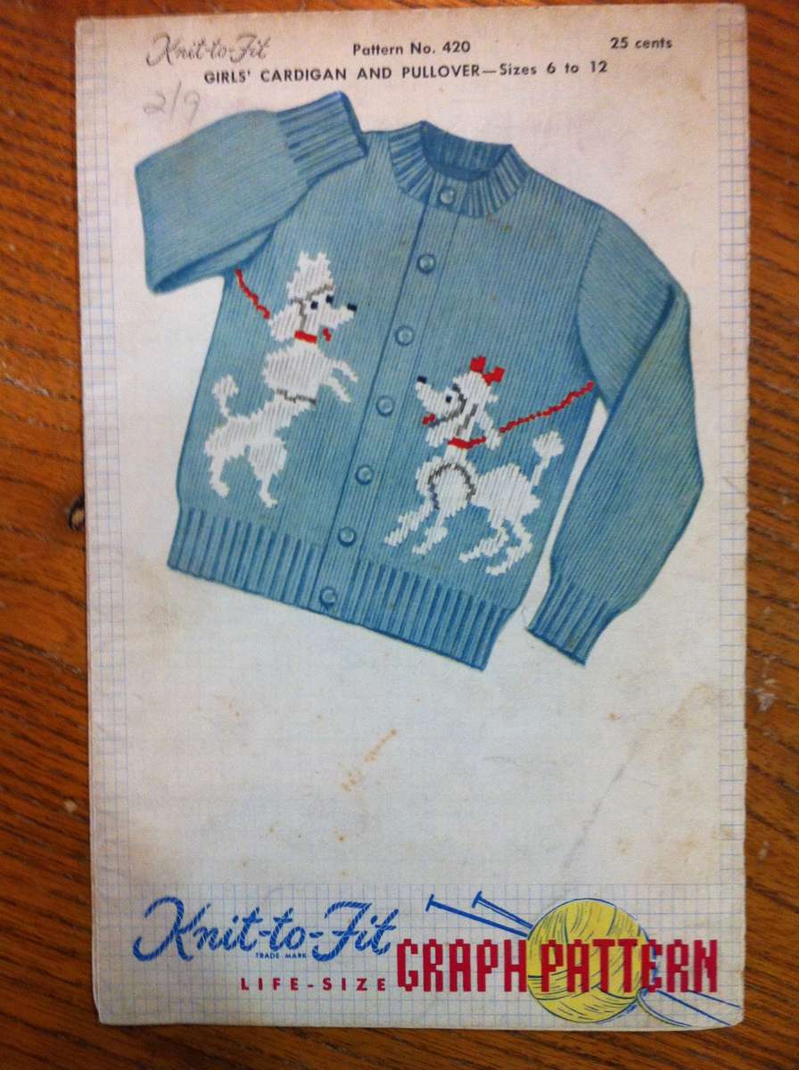 Knit to Fit 420 Girls Cardigan and Pullover. Sizes 6-12.