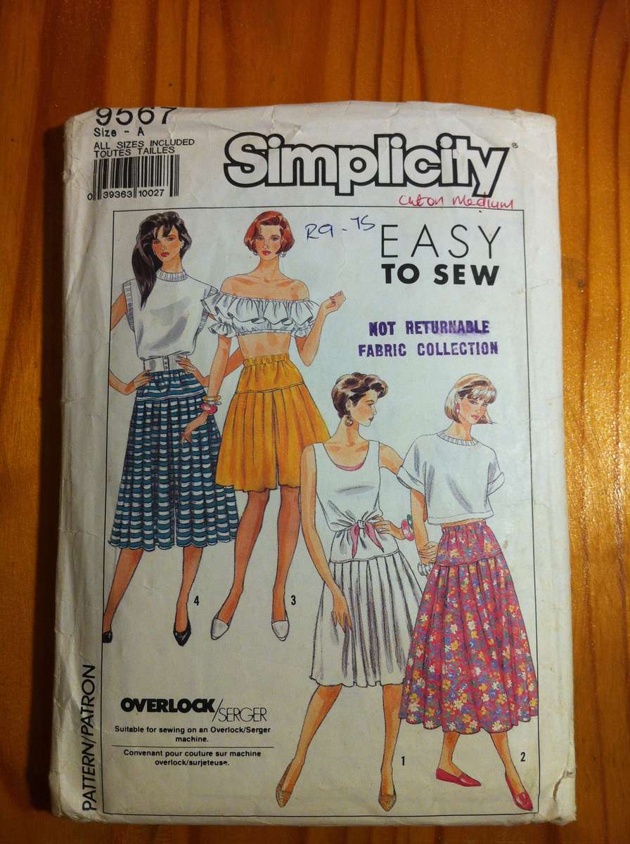 Simplicity 9567 Pull on Skirt and Culottes. Cut on Medium. Complete