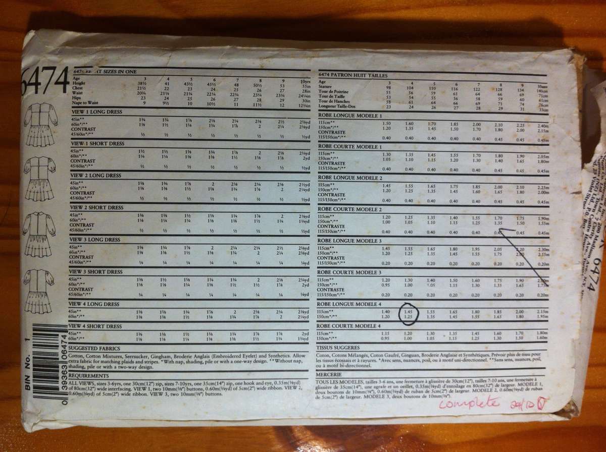 New Look 6474 Toddlers Dress. Cut on Size 4 / Chest 56cm. Complete