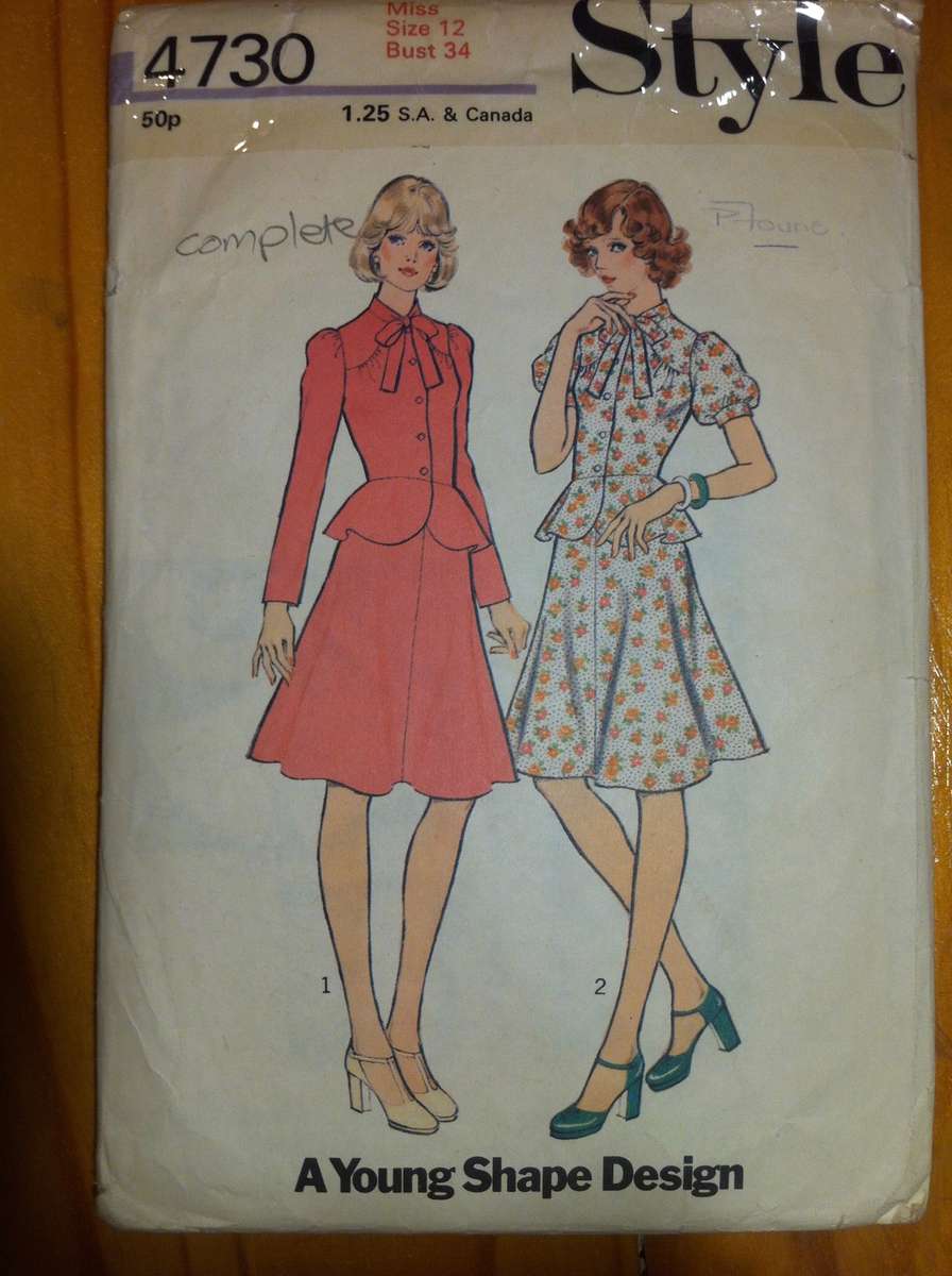 Style 4730 Misses' Young Shape Top and Skirt. Size 12. Complete