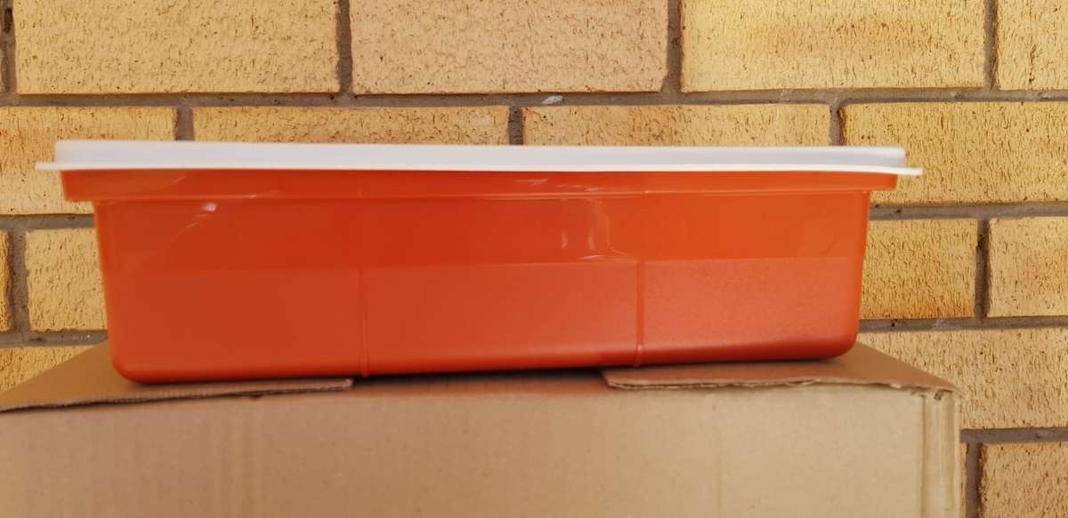 Vintage Tupperware Tuppercraft Orange Craft Box Organizer W/Lid and Handle