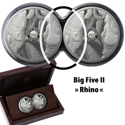 2 oz Silver Coin Set - Big Five II. - Rhino - Double-Capsule - 2022