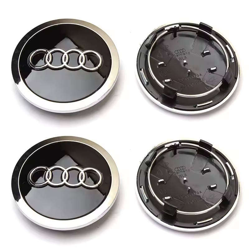 4X WHEEL CENTER CAPS 61mm / 58mm for AUDI BLACK [PART 4M060170]