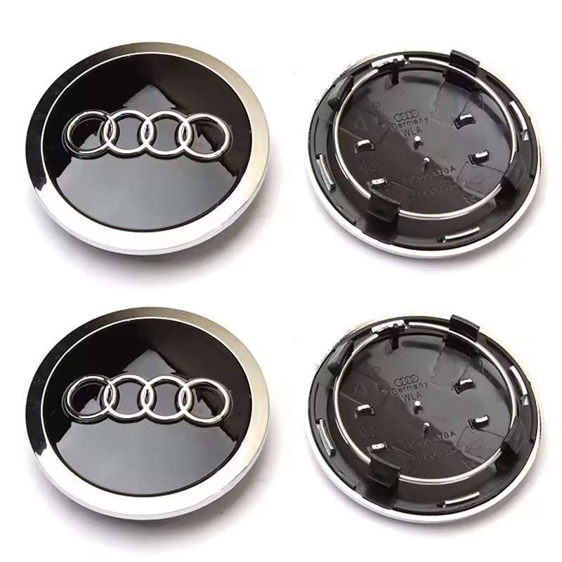 Set of 4 WHEEL CENTER CAPS 68mm / 58mm for AUDI BLACK