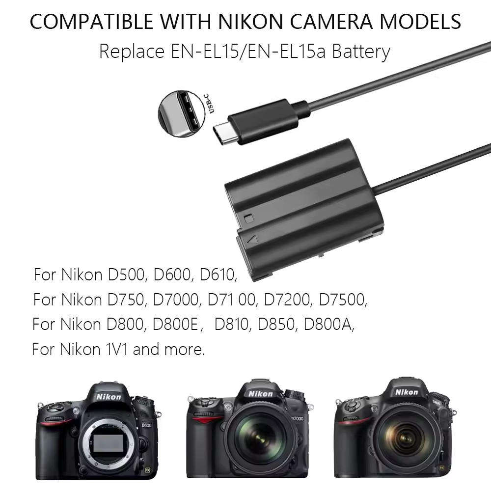 Power Bank EN-EL15 Type C Cable ACK-EL15 DC Coupler for Nikon