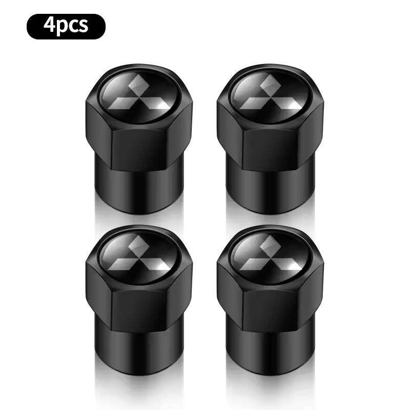 MITSUBISHI Valve Caps (Black with Silver MITSUBISHI logo) (Set of 4)