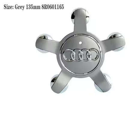 4x WHEEL CENTRE CAPS 135mm / 60mm for AUDI "STAR" GREY [PART 8R0601165]