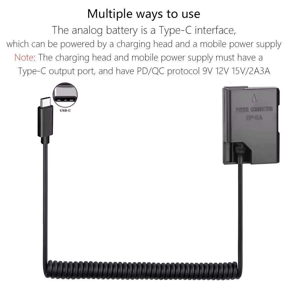 Power Bank EN-EL14 Type C Cable ACK-EL14 DC Coupler for Nikon