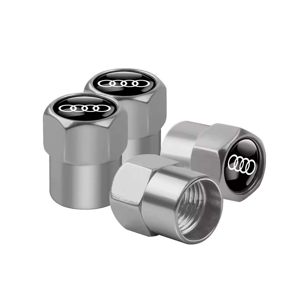 AUDI Valve Caps (Silver with 4 rings logo) (Set of 4)