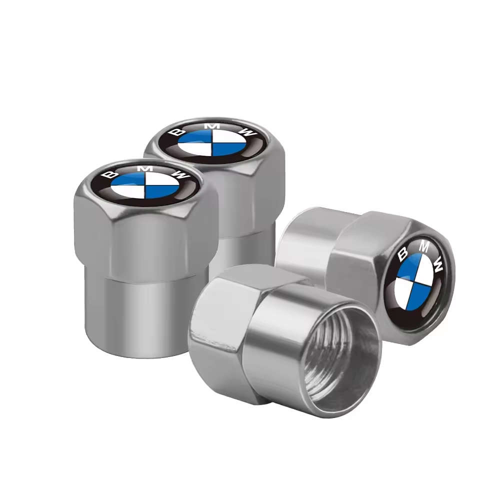 BMW Valve Caps - Silver with blue/Black BMW logo (Set of 4)