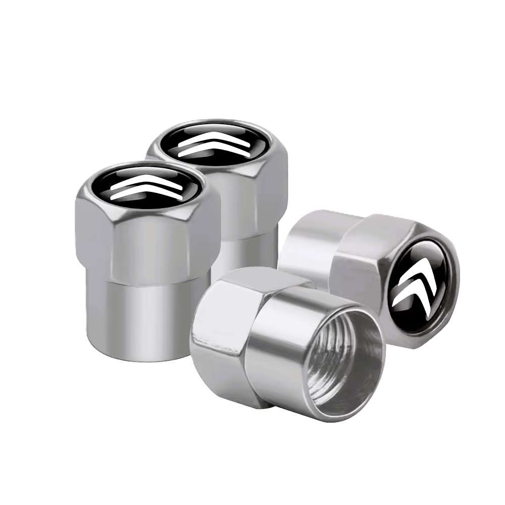 CITROEN Valve Caps - Silver with chrome Citroen logo (Set of 4)