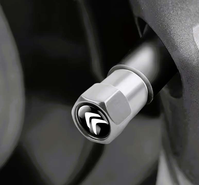 CITROEN Valve Caps - Silver with chrome Citroen logo (Set of 4)