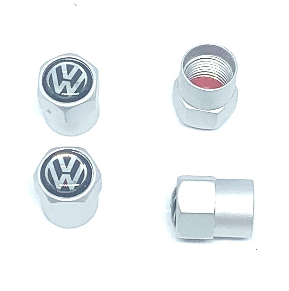 VW Valve Caps - Silver with chrome "VW" logo (Set of 4)