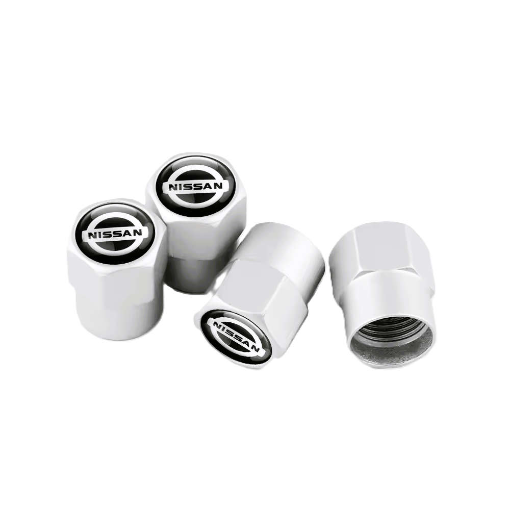 NISSAN Valve Caps - Silver with chrome Nissan logo (Set of 4)