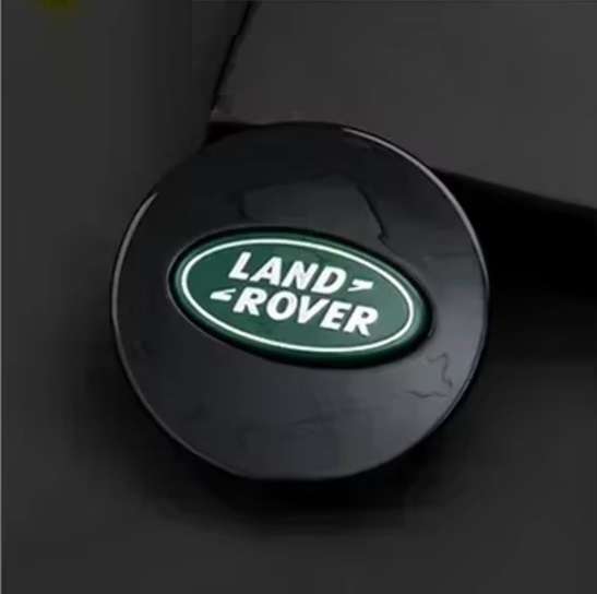 4x 63mm Plastic Wheel Centre Cap for Land Rover (Green & Silver on Black)