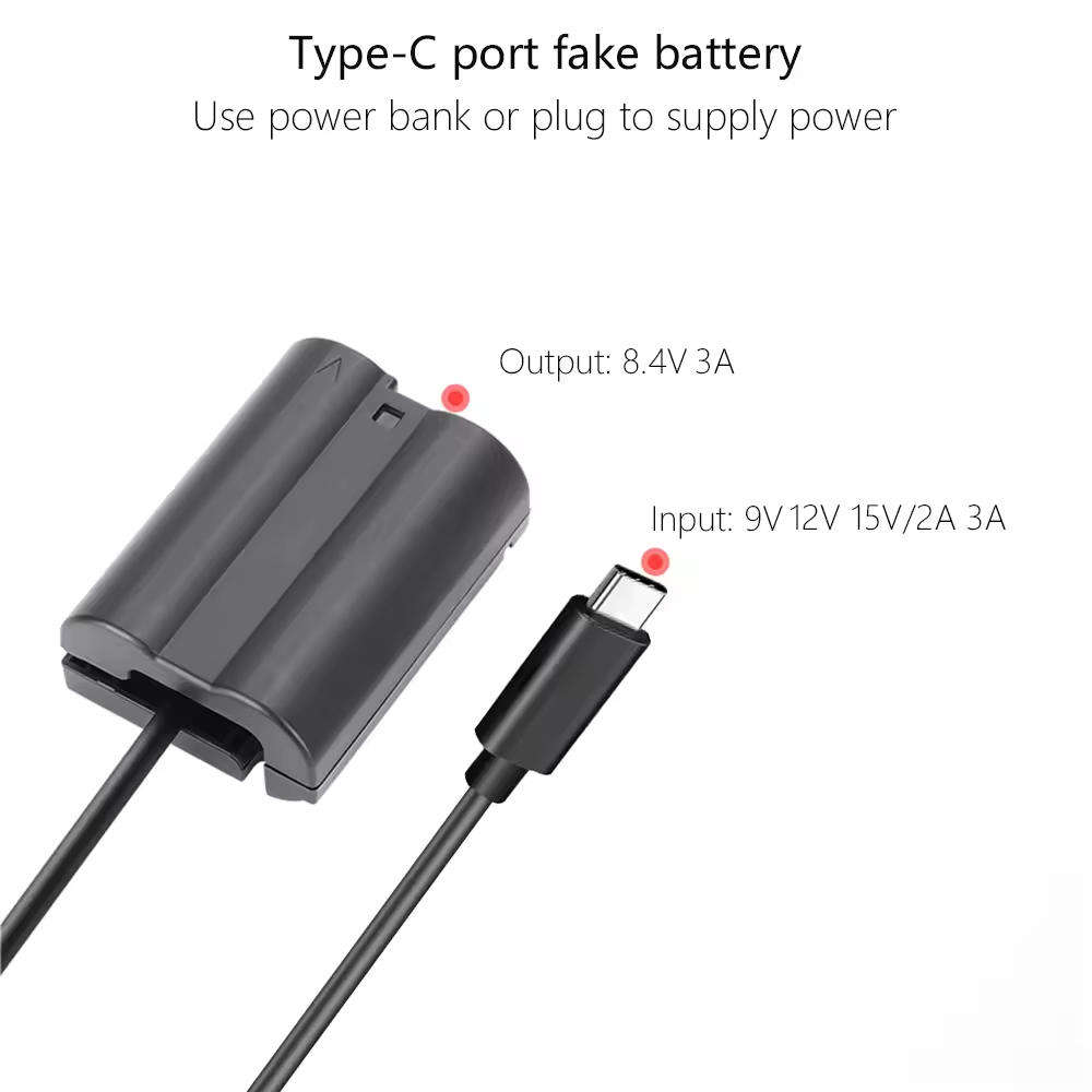 Power Bank EN-EL15 Type C Cable ACK-EL15 DC Coupler for Nikon