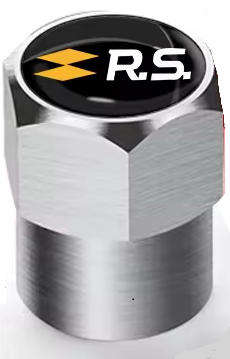 RENAULT Valve Caps - Silver with chrome Renault RS logo (Set of 4)