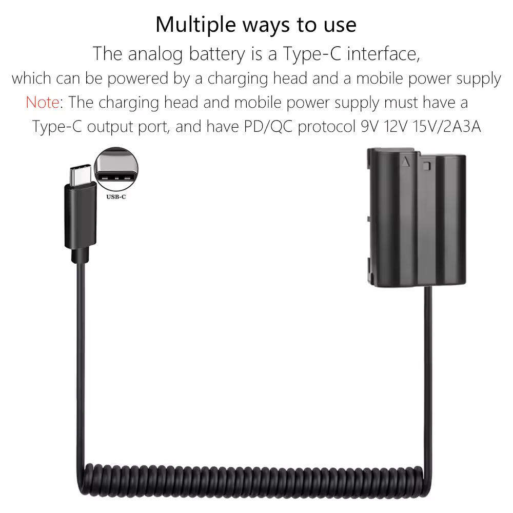 Power Bank EN-EL15 Type C Cable ACK-EL15 DC Coupler for Nikon