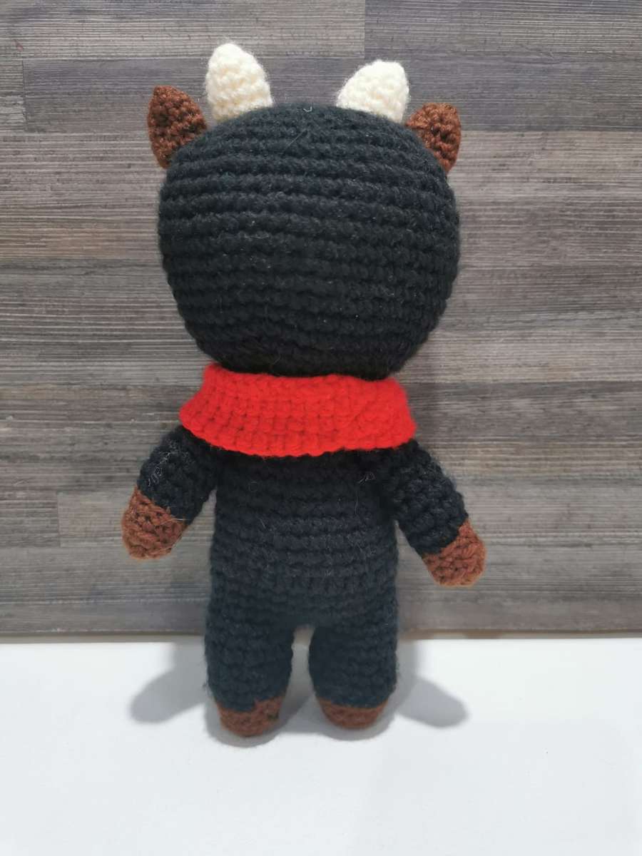 Beautiful Little Black Bull Hand Crochet Plushy