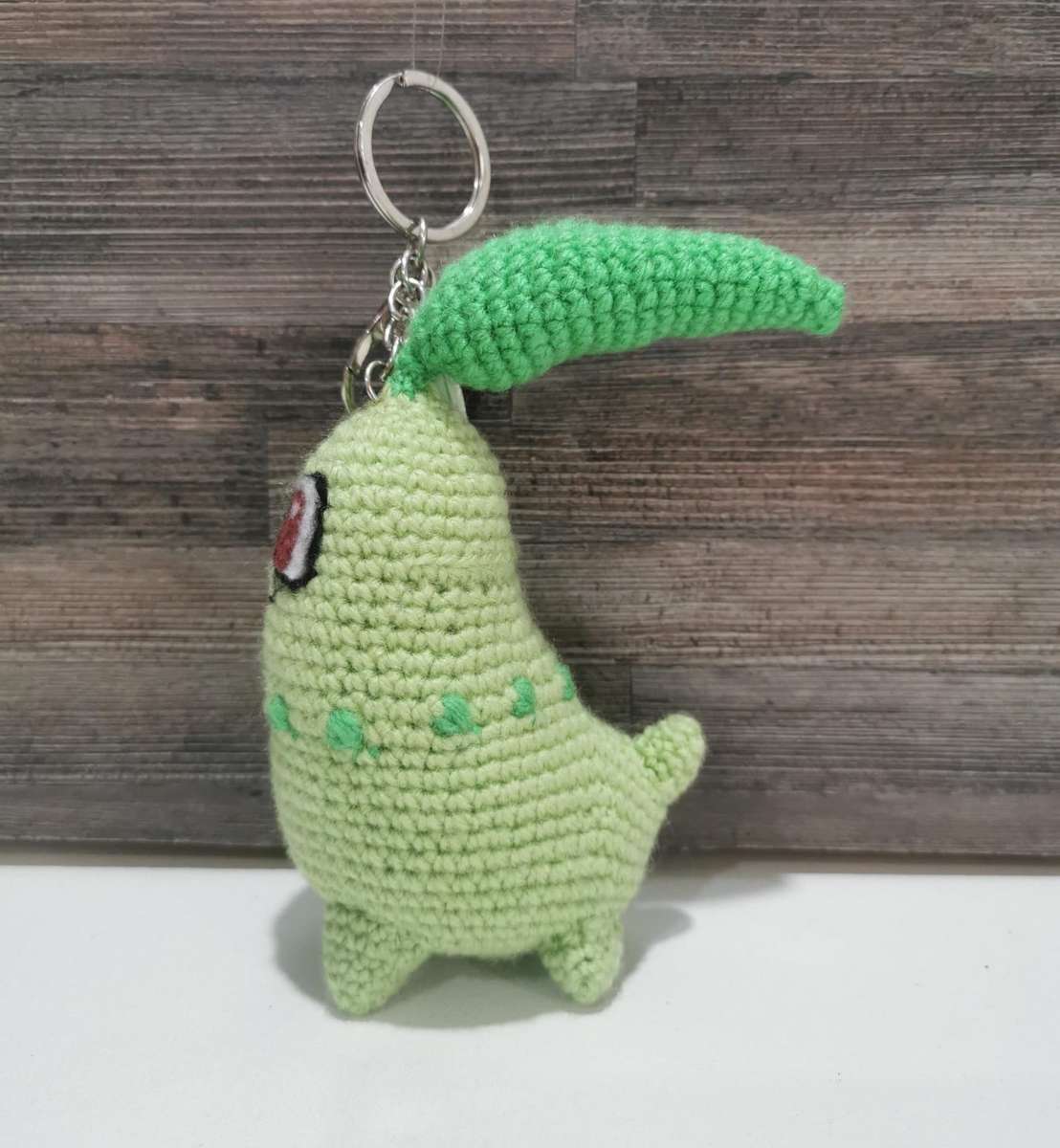 Beautiful Pokémon Chikorita Hand Crochet Plushy Keychain