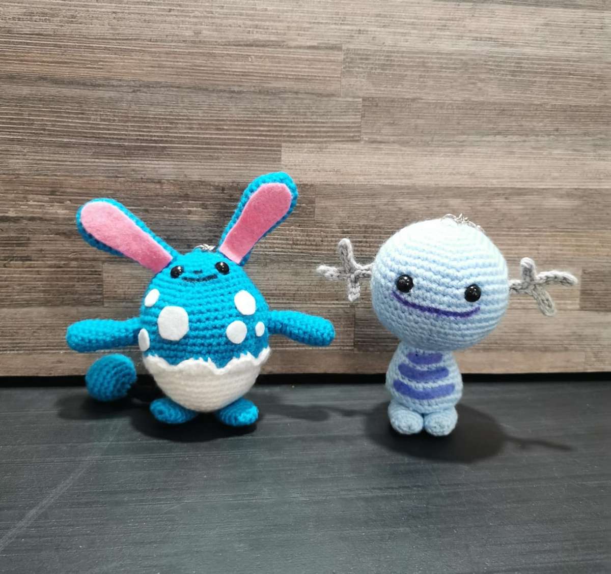 Beautiful Pokémon Azumarill and Wooper Hand Crochet Plushy