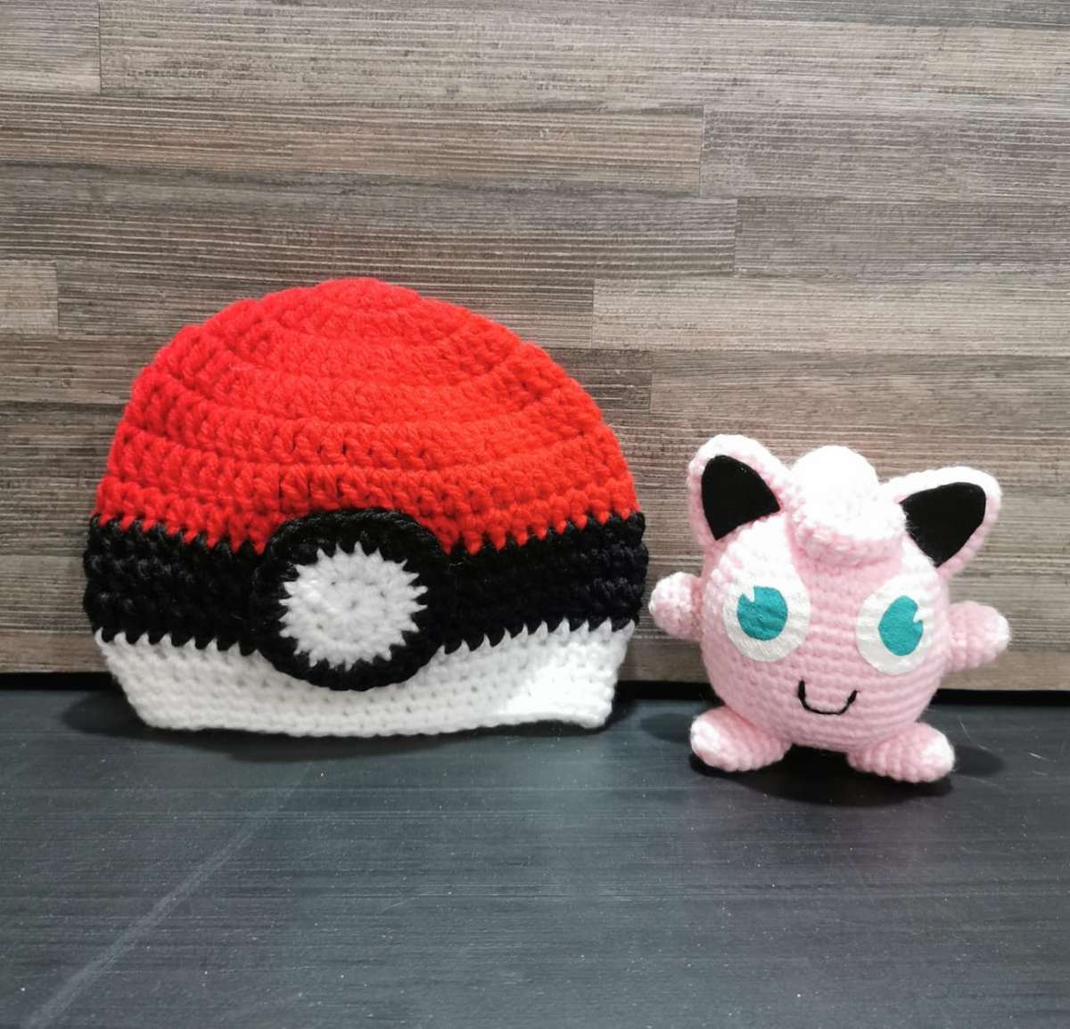 Beautiful Pokémon Pokeball Beanie and Jigglypuff Hand Crochet Plushy