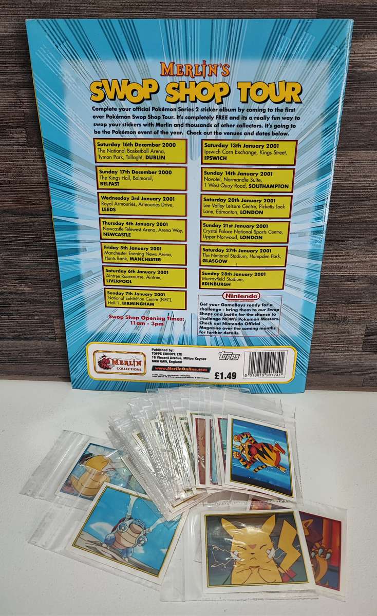 Vintage 2000 Topps Pokémon Series 2 Sticker Album & Collectible Stickers