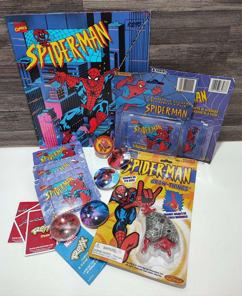 1995 Panini Marvel`s Spiderman Sticker Album, Collectible Stickers and Toys Combo