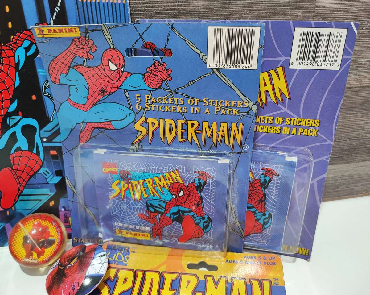 1995 Panini Marvel`s Spiderman Sticker Album, Collectible Stickers and Toys Combo