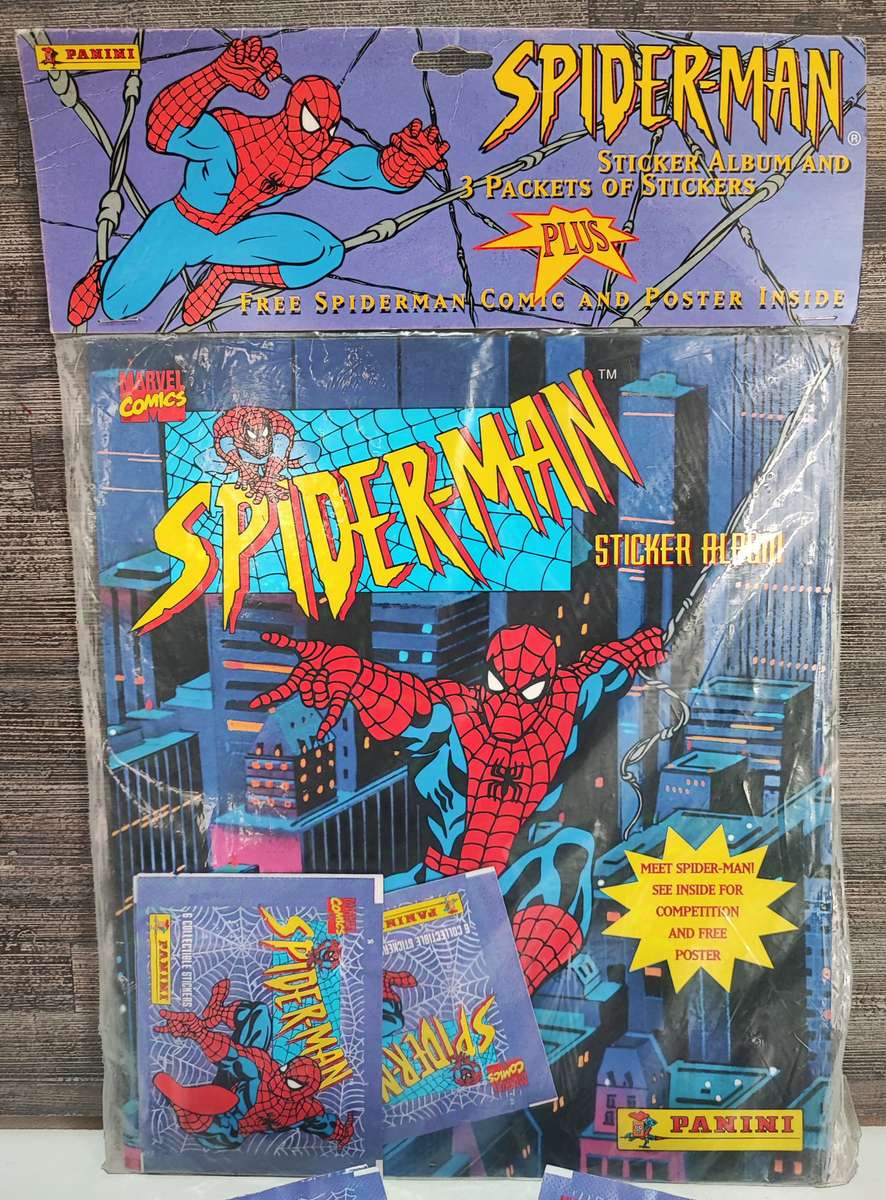 1995 Panini Marvel`s Spiderman Sticker Album/Comic Book Combo