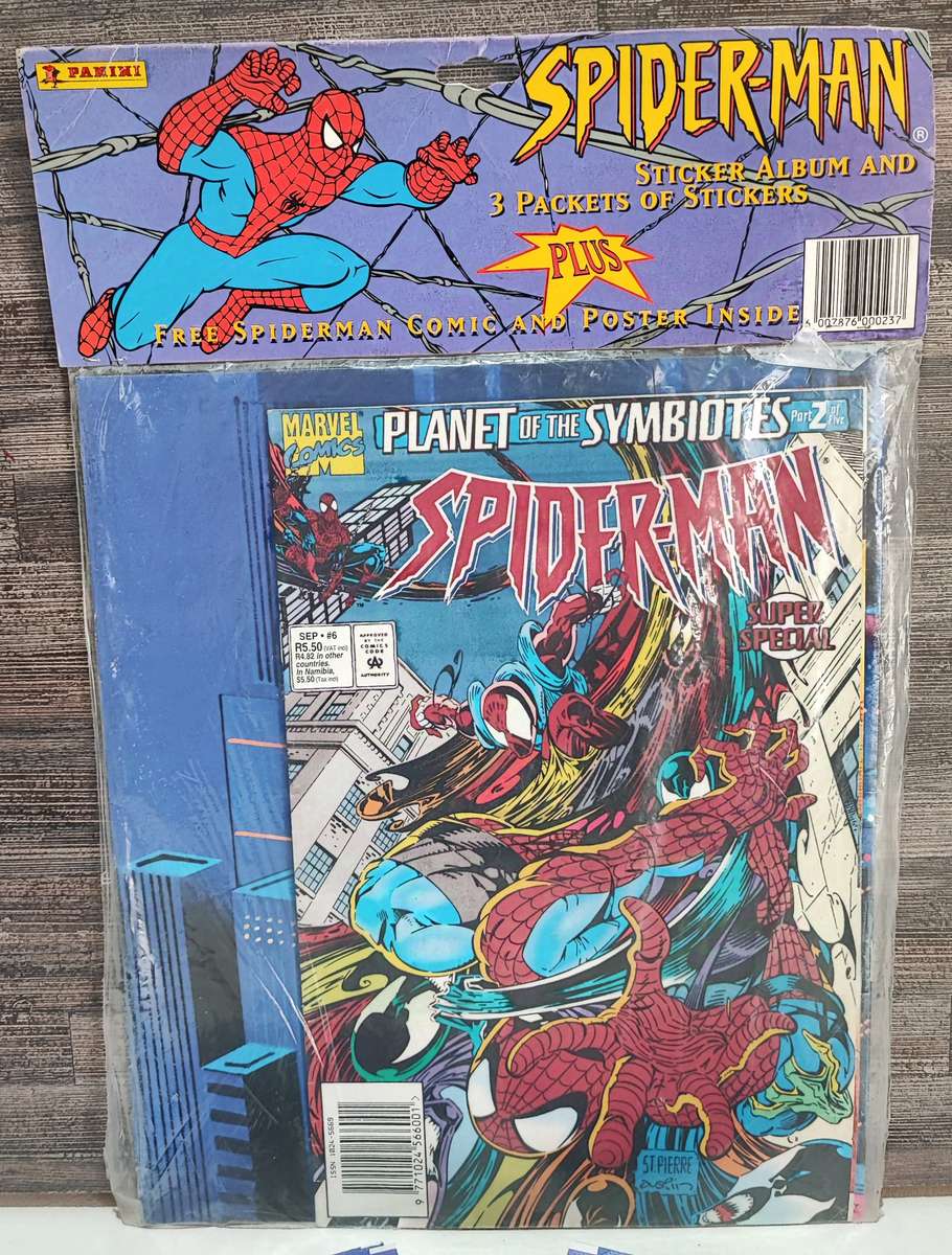 1995 Panini Marvel`s Spiderman Sticker Album/Comic Book Combo