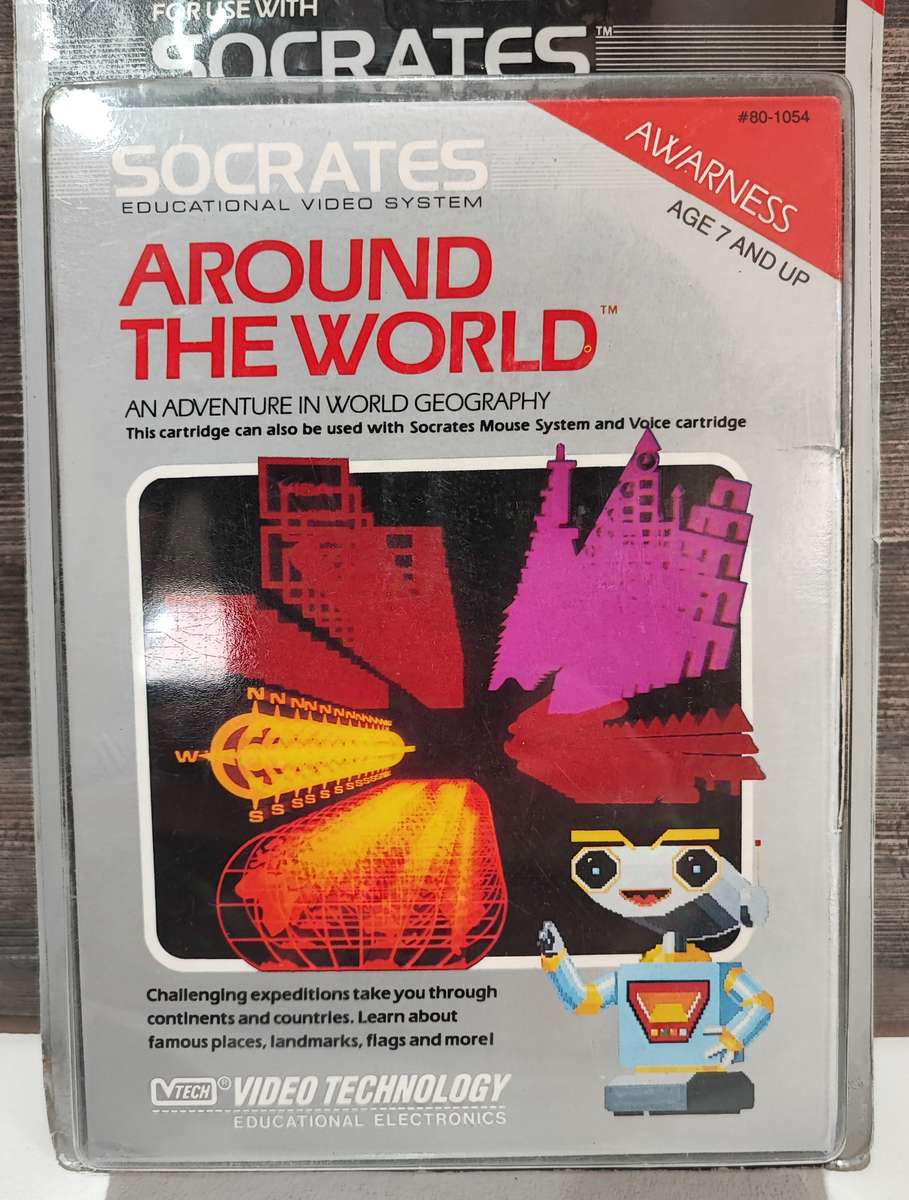 Vintage 1989 Socrates Around the World Game Cartridge