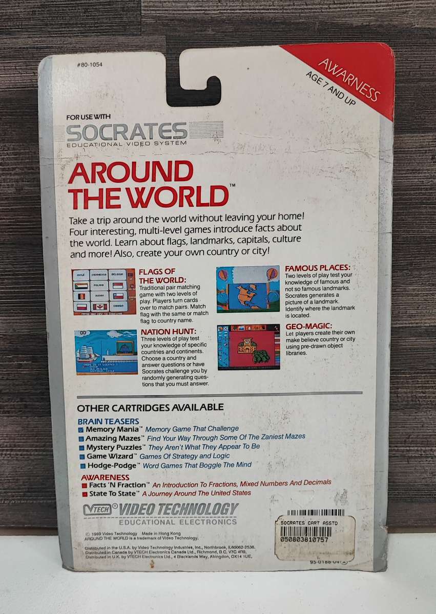 Vintage 1989 Socrates Around the World Game Cartridge