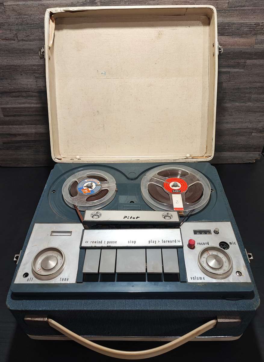 Vintage Pilot reel to reel player with extra reels