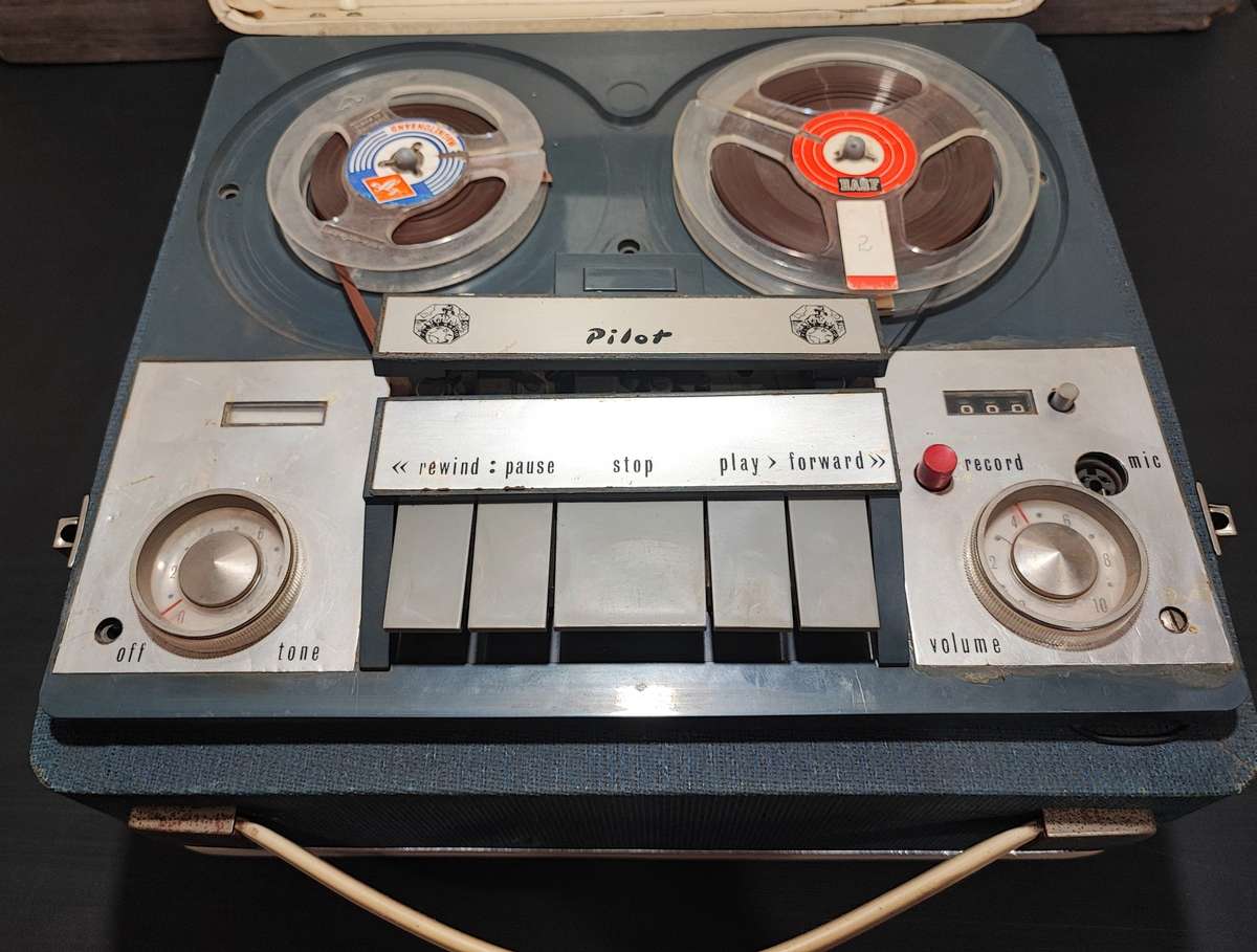 Vintage Pilot reel to reel player with extra reels