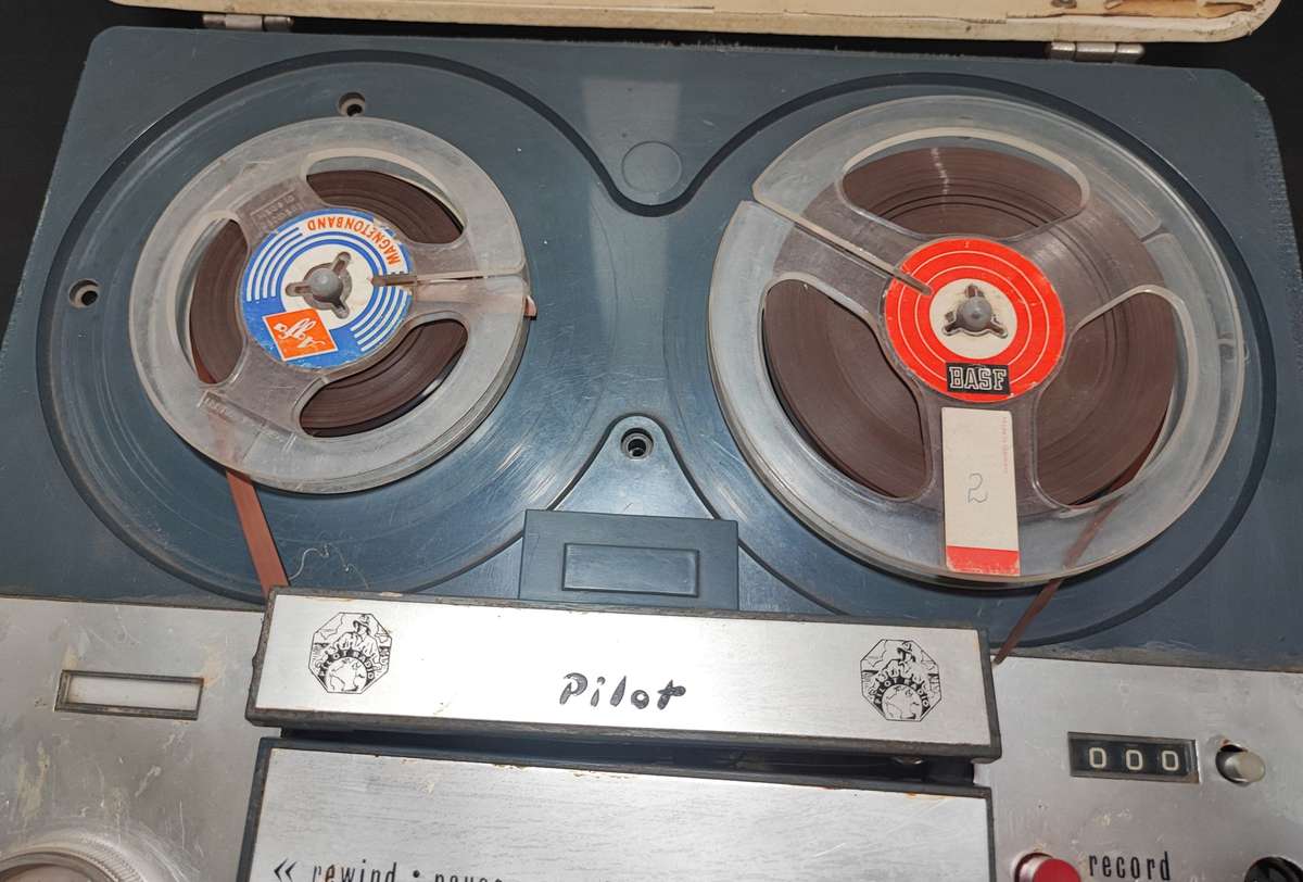 Vintage Pilot reel to reel player with extra reels