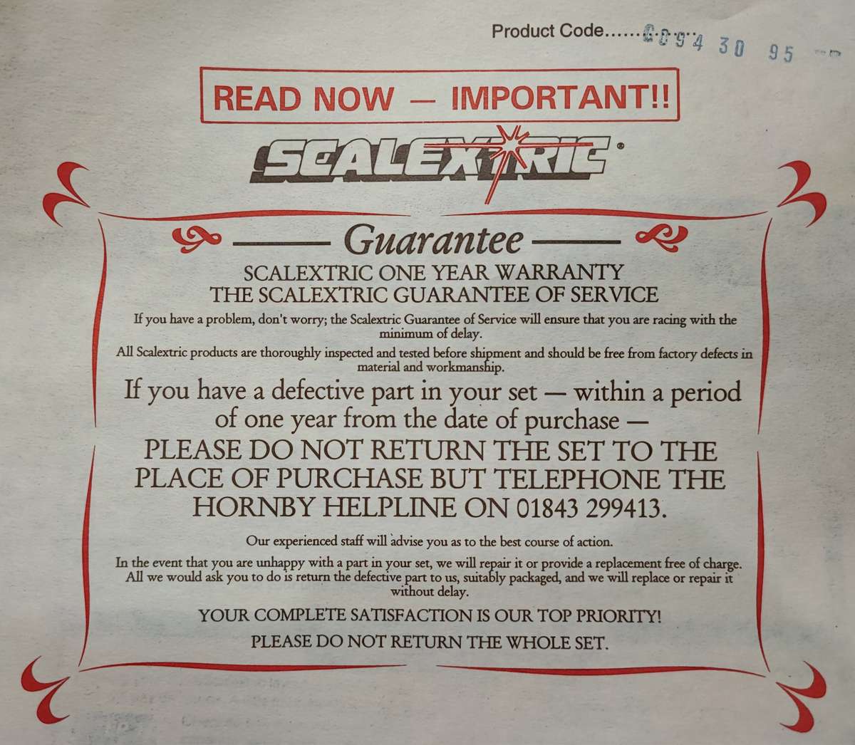 1995 Hornby Micro Scalextric(never been played with)