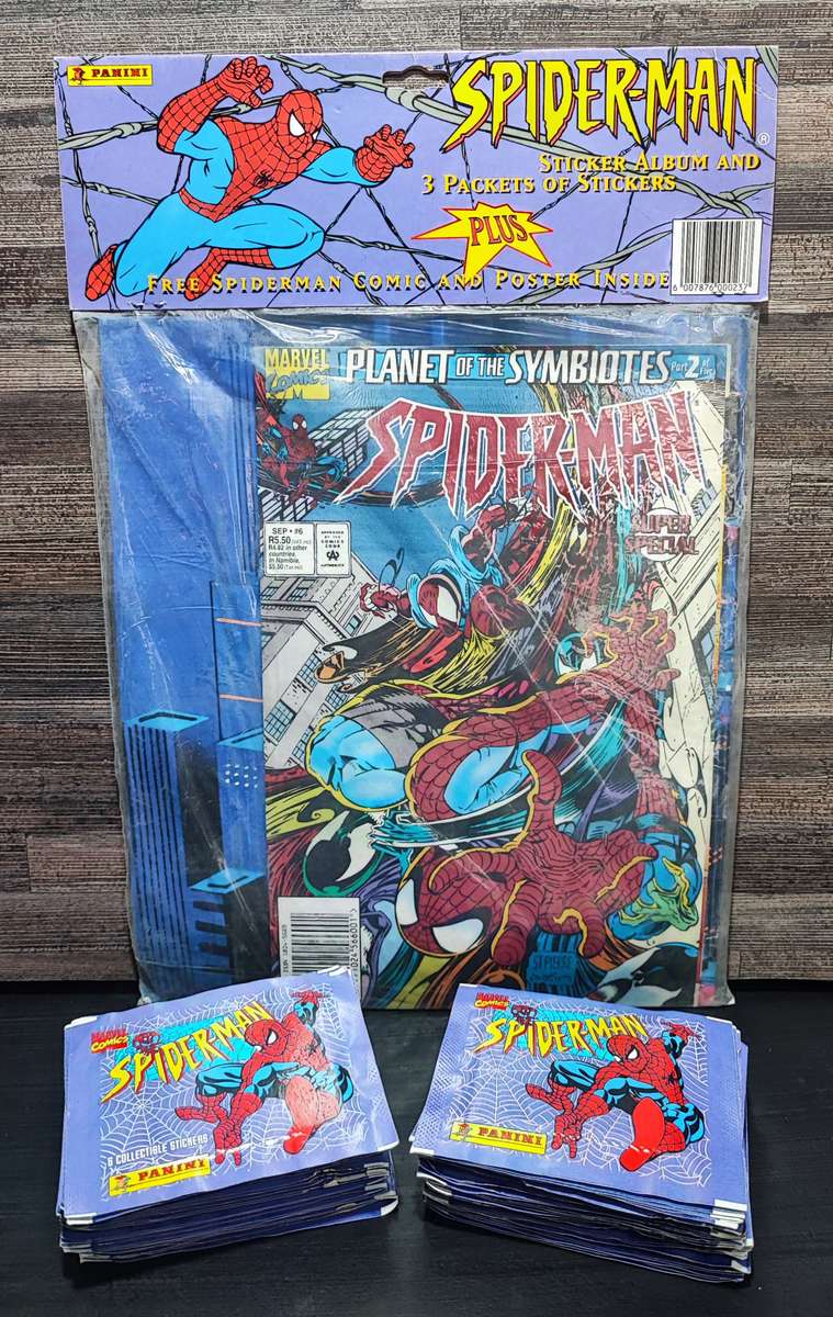 1995 Panini Marvel`s Spiderman Sticker Album/Comic Book Combo